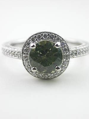 Antique Style Green Sapphire Engagement Ring