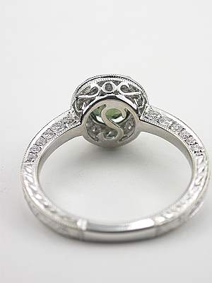 Antique Style Green Sapphire Engagement Ring