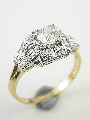 Two-Toned Antique Diamond Engagement Ring