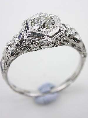 Kissing Bird Motif Antique Engagement Ring