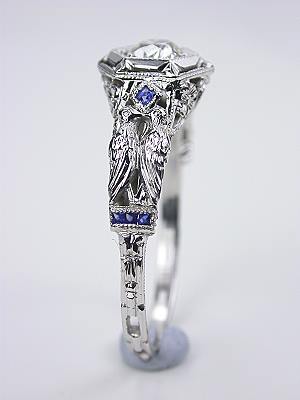 Kissing Bird Motif Antique Engagement Ring