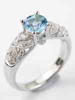 Aquamarine Floral Engagement Ring