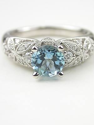 Aquamarine Floral Engagement Ring