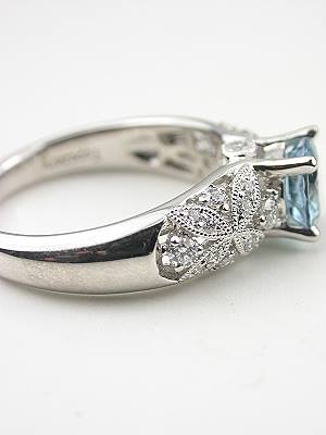 Aquamarine Floral Engagement Ring