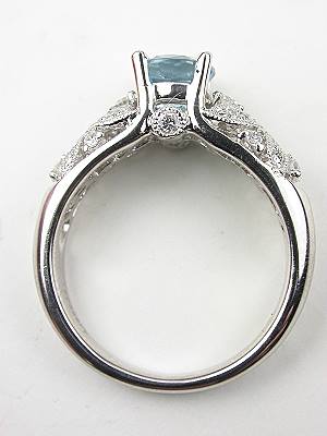 Aquamarine Floral Engagement Ring