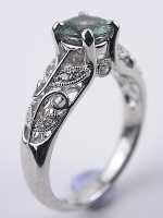 Antique Style Green Sapphire Engagement Ring