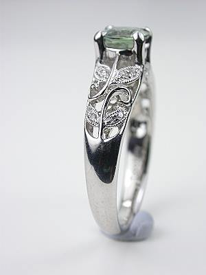 Antique Style Green Sapphire Engagement Ring