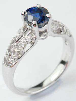 Sapphire Engagement Ring with Garden Motif