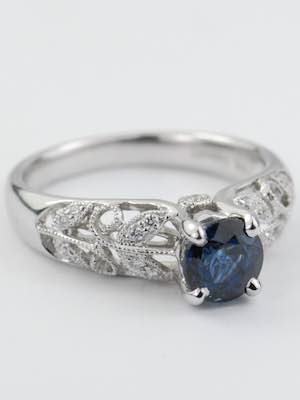 Sapphire Engagement Ring with Garden Motif