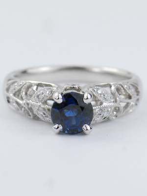 Sapphire Engagement Ring with Garden Motif