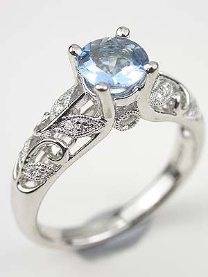 Vintage Inspired Aquamarine Engagement Ring