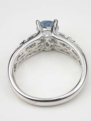 Aquamarine Engagement Ring with Vine and Leaf Motif