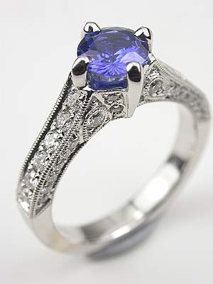 Filigree Sapphire Engagement Ring in the Antique Style