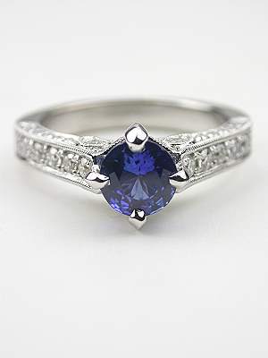 Filigree Sapphire Engagement Ring in the Antique Style