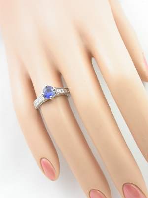 Filigree Sapphire Engagement Ring in the Antique Style