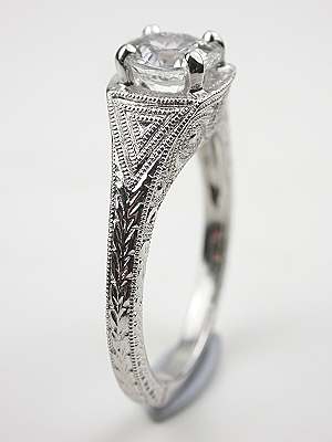 White Sapphire Filigree Engagement Ring