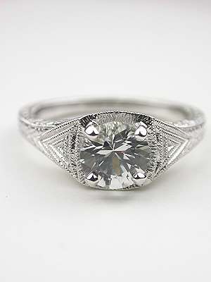 White Sapphire Filigree Engagement Ring