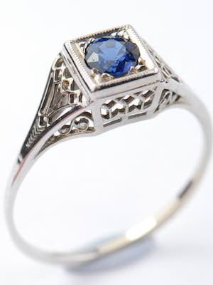 Antique Filigree Sapphire Engagement Ring