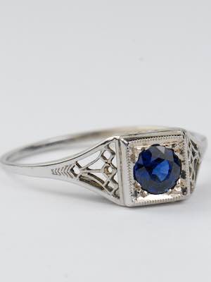 Antique Filigree Sapphire Engagement Ring