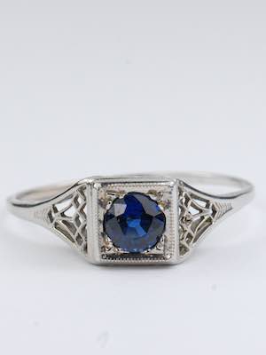 Antique Filigree Sapphire Engagement Ring