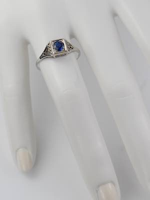 Antique Filigree Sapphire Engagement Ring