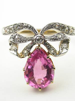 Antique Cocktail Ring with Romantic Bow Motif