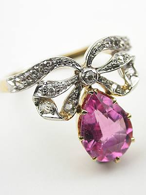 Antique Cocktail Ring with Romantic Bow Motif