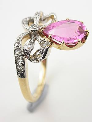 Antique Cocktail Ring with Romantic Bow Motif