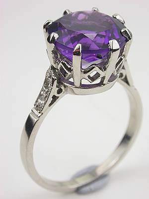 Platinum and Diamond Amethyst Cocktail Ring