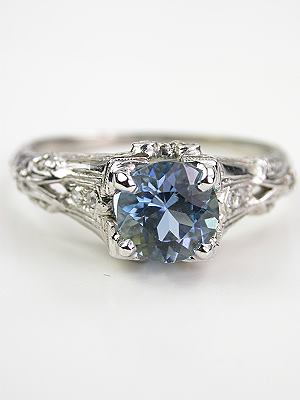 Platinum Aquamarine Antique Edwardian Ring
