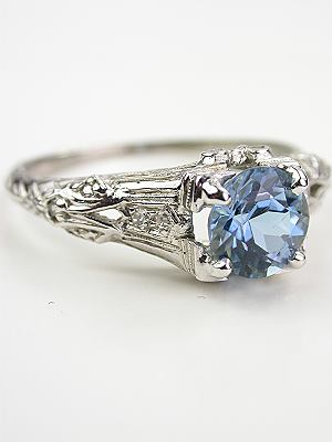 Platinum Aquamarine Antique Edwardian Ring