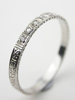 Antique Diamond Wedding Ring with Orange Blossom Design