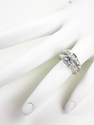 Vintage Aquamarine Bridal Rings Set
