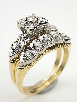 Vintage Diamond Bridal Rings Set