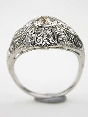 Antique Filigree Engagement Ring with Champagne Diamond