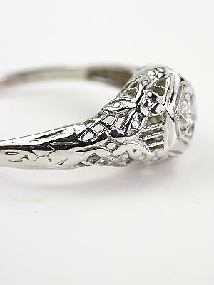 Vintage Floral and Filigree Engagement Ring