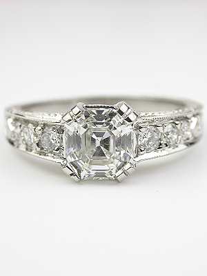  Asscher Cut Diamond Engagement Ring