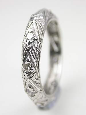 Filigree and Diamond Vintage Wedding Ring