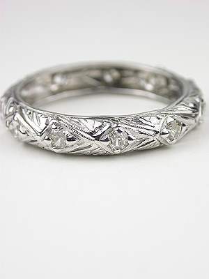 Filigree and Diamond Vintage Wedding Ring