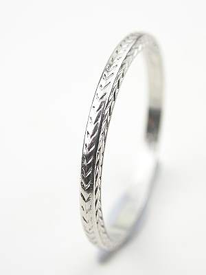 Antique Platinum Wedding Ring with Wheat Motif