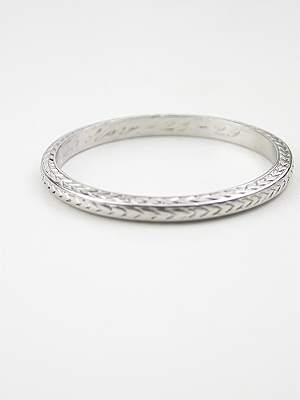 Antique Platinum Wedding Ring with Wheat Motif