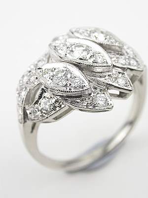 Platinum and Diamond Antique Cocktail Ring