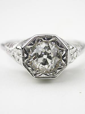 Floral and Filigree Antique Engagement Ring