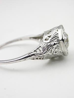 Floral and Filigree Antique Engagement Ring