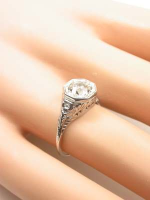 Floral and Filigree Antique Engagement Ring