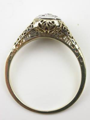 Pierced and Floral Antique Diamond Engagement Ring