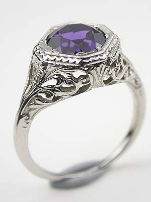 Amethyst Antique Engagement Ring