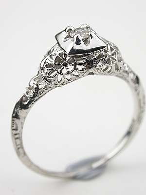  Filigree Diamond Engagement Ring