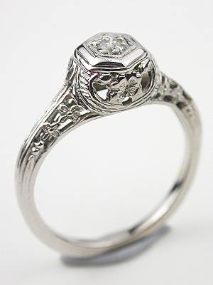 Old European Cut Diamond Antique Filigree Engagement Ring