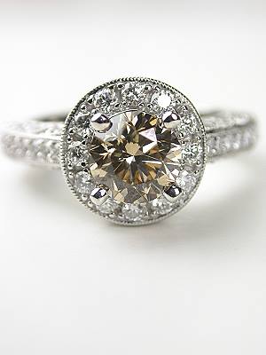 Antique Style Fancy Champagne Diamond Engagement Ring